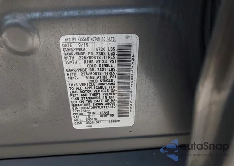 2020 Nissan Rogue Sv Intelligent Awd z USA, uszkodzony, nr VIN JN8AT2MV7LW115360